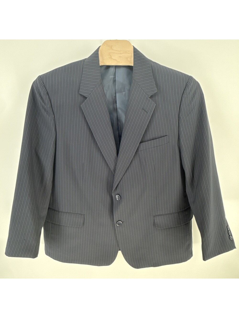 Haband Executive Division Blazer Mens 46s Navy Blue Pin Striped 2 Button